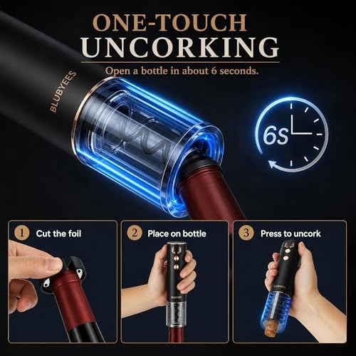 BLUBYEES 4-in-1 Electric Wine Opener Set – Rechargeable Automatic