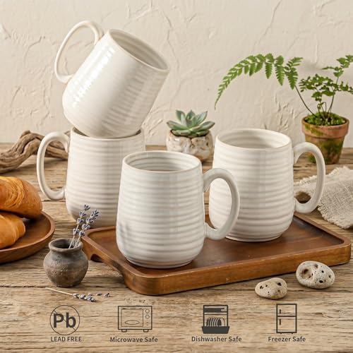 Coffee Mugs, 15 Ounce Coffee Cups Set of 6, Ceramic Mugs with Handle