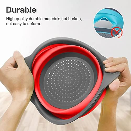 Collapsible Colander Set of 2 Round Silicone Kitchen Strainer Set - 1
