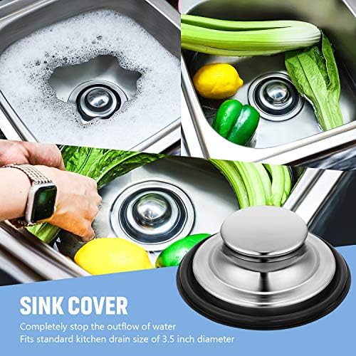 Mudder 3 Pcs Sink Plug Stopper Drain Strainer, Silver