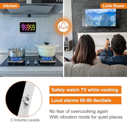 PERSUPER Kitchen Digital Timer, Rechargeable, Vibration Mode