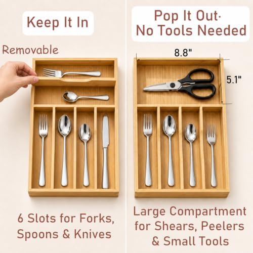 Bamboo Silverware Organizer