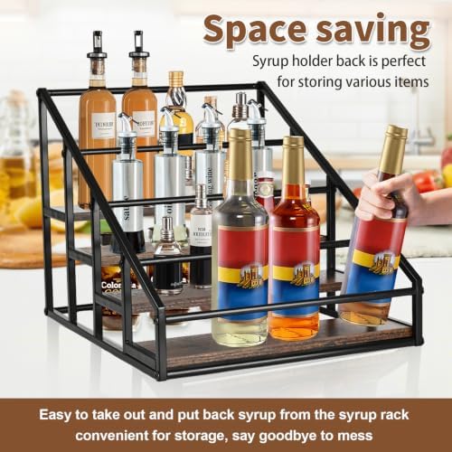 YQBRAO 4-Tier Coffee Syrup Organizer, 16-Bottle Rack