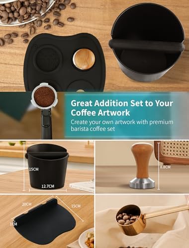 Gevi 3pcs Espresso Machine Accessories Set, Coffee Tamper, Knock Box