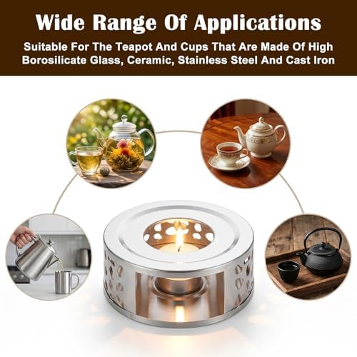 4 Pack Teapot Warmer, Stainless Steel Tea Warmer with Tealight Candle