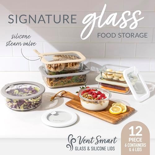 Bentgo Glass Food Storage Containers with Lids, 12 Piece Set