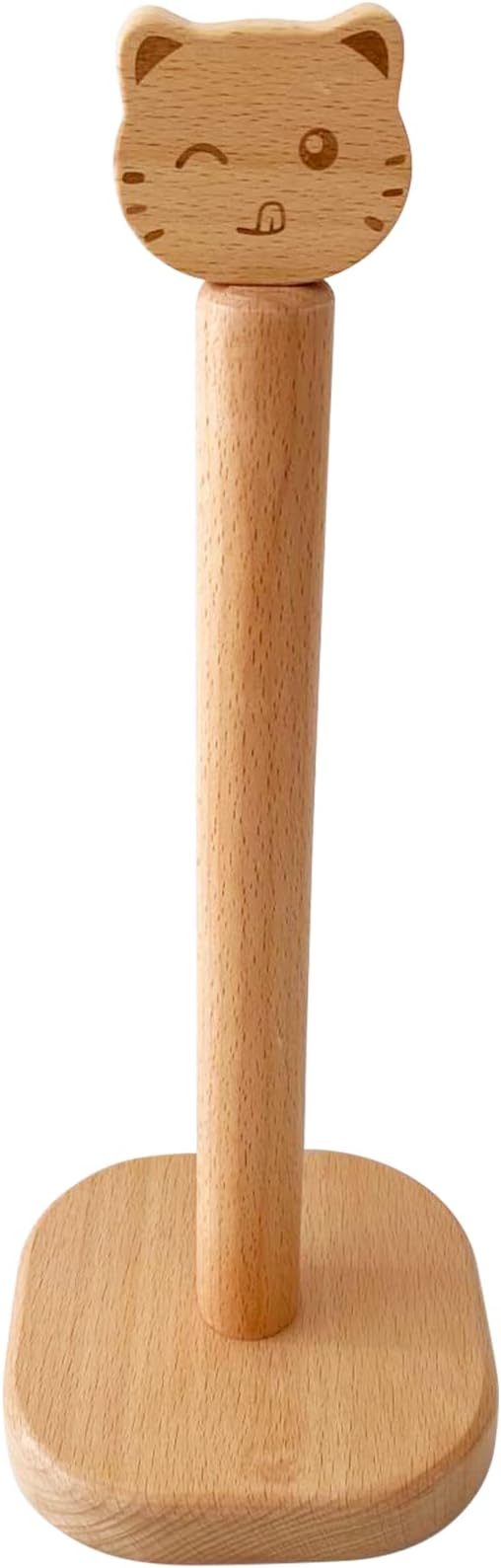 Cute Paper Towel Holder, Wooden Kitchen Roll Stand Organizer Free Standing by Cambiar