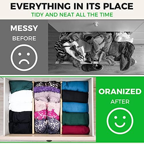 4 Pack Bamboo Drawer Dividers Organizer with Inserts 2.6'' High