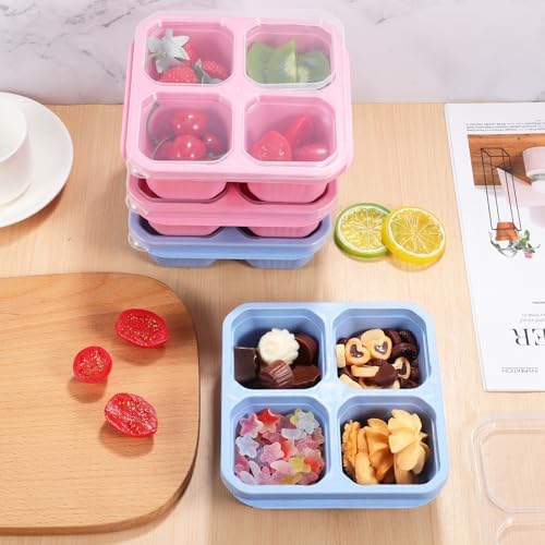 VALICLUD 4 Pcs Four Compartment Snack Box Container with Lid