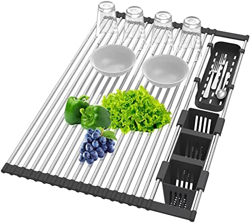 BBXTYLY Expandable Over-Sink Dish Drying Rack, Black