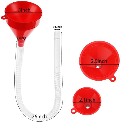 Arcimatto 3 Pack Automotive Oil Funnels Set, Right Angle Funnels, Car Plastic - Image 4