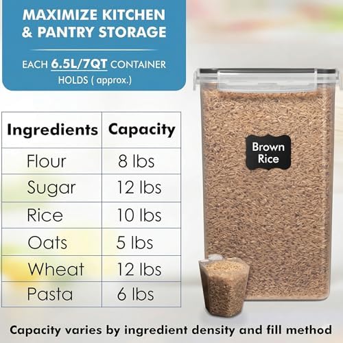 2 PC 7 Qt Flour Storage Containers with Airtight Lids