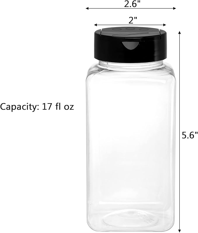 Tosnail 16 Pack 17 Fluid Oz Clear Plastic Spice Jars Spice Containers Spice - Image 2