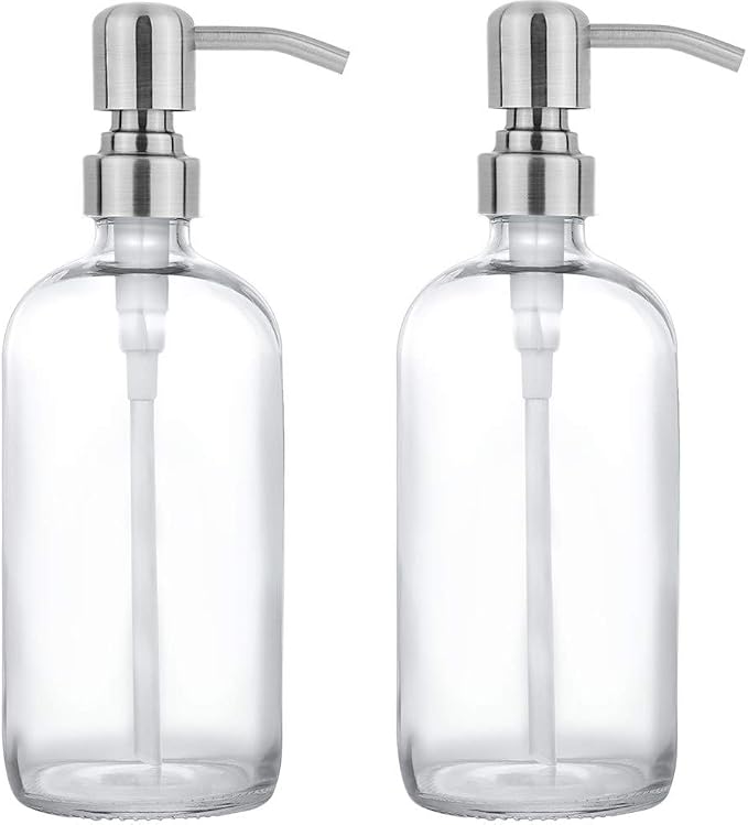 2 Pack Thick Clear Glass Pint Jar Soap Dispenser by Unknown