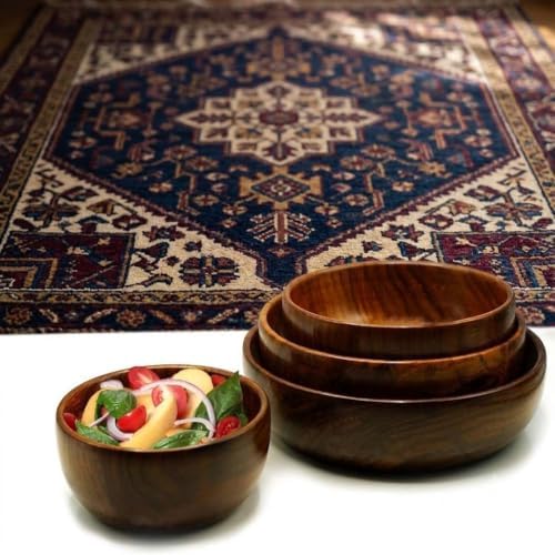 Wooden Salad Bowls Set, Pack of 4 Handmade Mixing Bowls for Home and