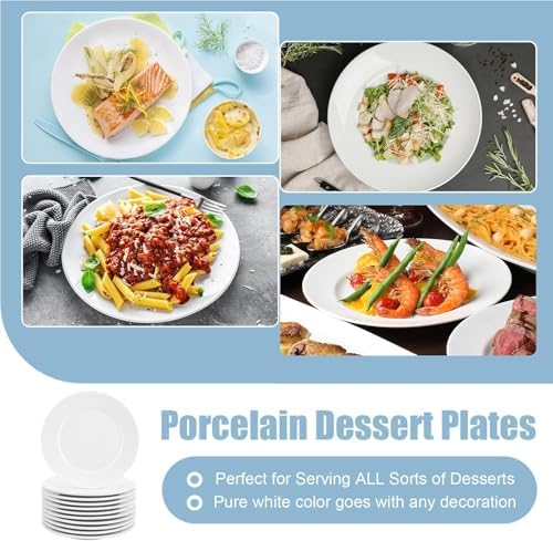 12 Pcs Porcelain Plates, White Dinner Plates, 10 Inch, Round