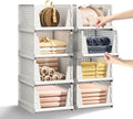 5 Packs Stackable Plastic Storage Basket for Closet Foldable Closet