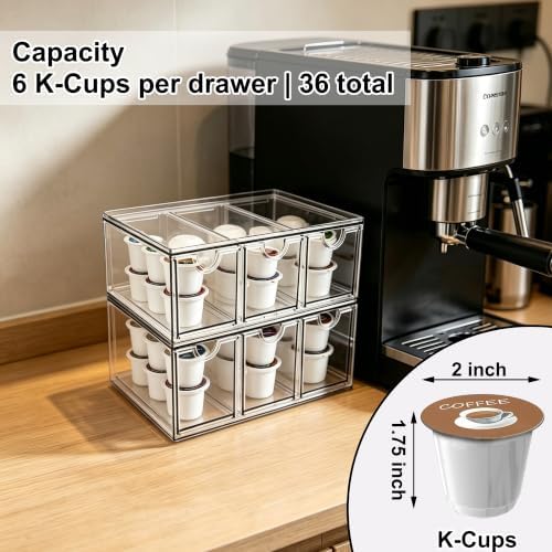 Prsildan Tea Bag Organizer K Cup Holder Drawer Coffee Pods Storage