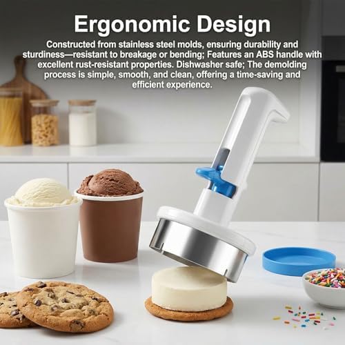 3-Piece Stainless Steel Ice Cream Sandwich Maker Kit with Scoop