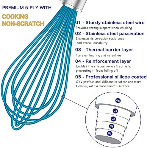 OYV Silicone Whisk,Heat Resistant 480°F Whisks For Cooking Non