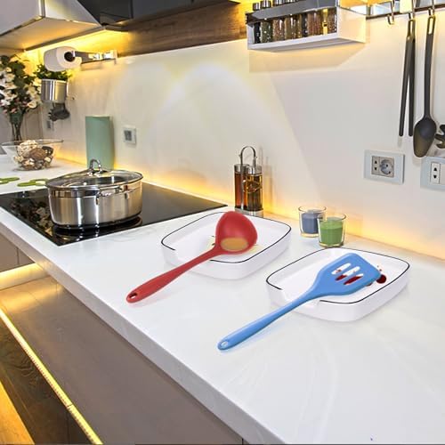 4 Pack White Ceramic Spoon Rest for Stove Top, Durable Spoon Rest Set