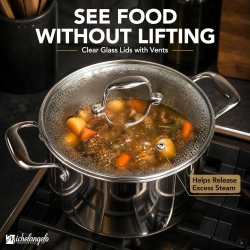 MICHELANGELO 5-Ply Stainless Steel Cookware Set, 23-Piece Pots and Pans Set