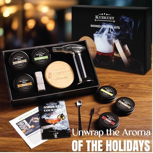 Cocktail Smoker Kit with Torch – 6 Flavors Wood Chips – Bourbon