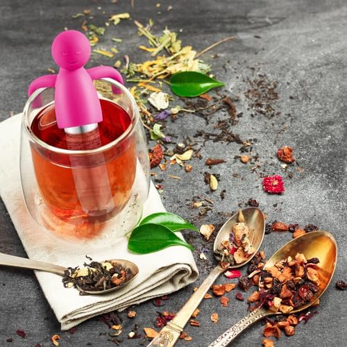 4 Pieces Tea Infuser for Loose Tea, Gray, Blue, Rose Red, Yellow