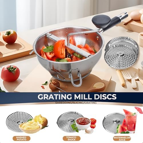 Stainless Steel Food Mills With 3 Milling Discs,Ergonomic design Of