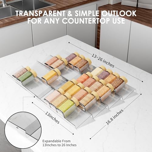 Jadehom Spice Drawer Organizer, 4 Tier Clear Acrylic Expandable From