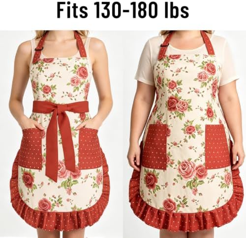 Cute Aprons for Women with Pockets, Cooking Kitchen Apron Dress for