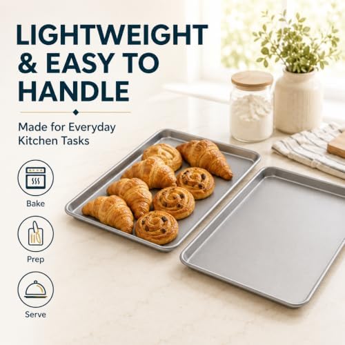 Titanium Baking Sheet pan, 10.43" Lightweight Cookie Sheets for Baking