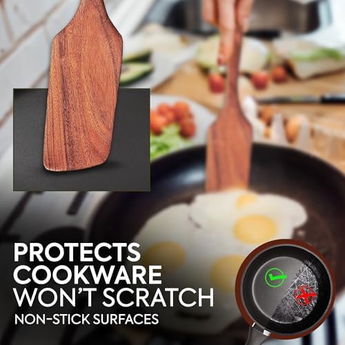 4PCS Wooden Spatula for Cooking – Premium Natural Teak Wood Set for