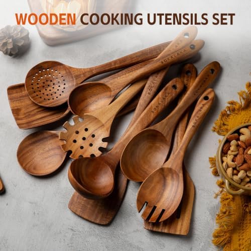 10-Piece Natural Teak Wooden Kitchen Utensil Set
