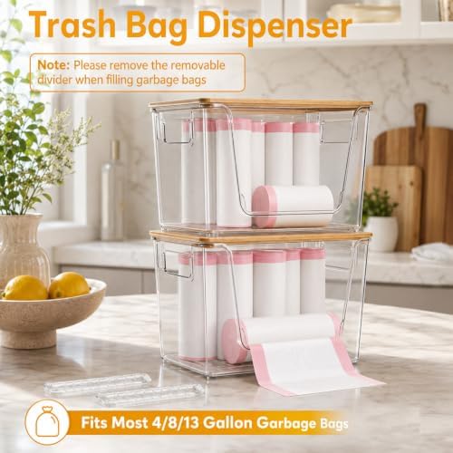 yarlung 2 Pack Potato and Onion Storage Bins with Bamboo Lids, Clear