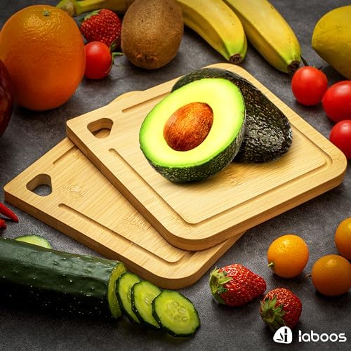 2-Pack Small Bamboo Cutting Boards with Juice Groove | 7x7 Inch Mini
