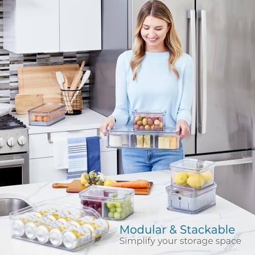 iDesign Crisp 7-Piece Recycled Plastic Refrigerator Organizer Bin Set