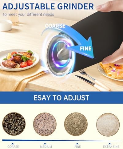 CIRCLE JOY Gravity Electric Salt and Pepper Grinder Set, Black