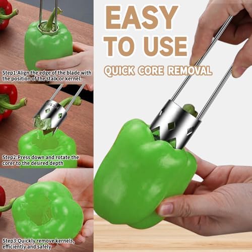 Apple Corer, Stainless Steel Apple Core Remover Tool, Bell Pepper Seed