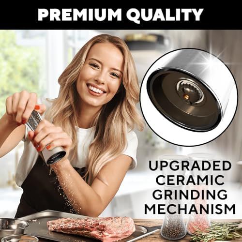 Salt and Pepper Grinder Set, 2 Pack, Stainless Steel
