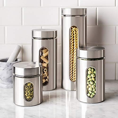 Quality 4pc Stainless Steel Canister Set for Kitchen Counter with