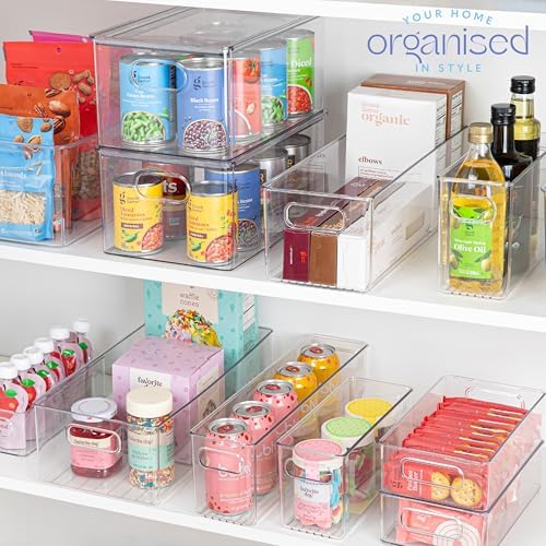 primebox Clear Stackable Storage Bins with Lids, 2 Pack