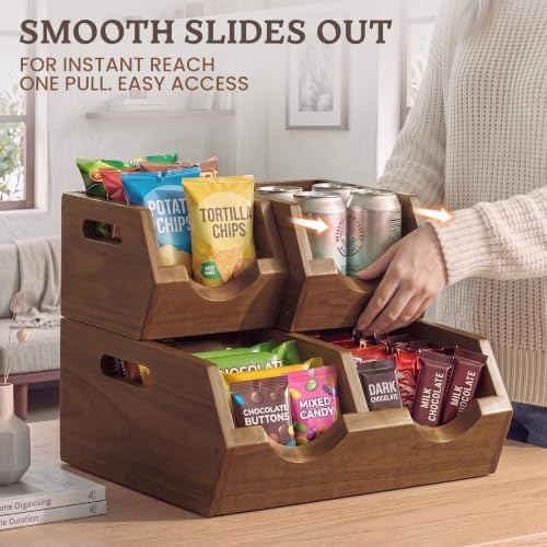 HOMESTEAD 3-Tier Stackable Wood Storage Bin, Ventilated Potato and