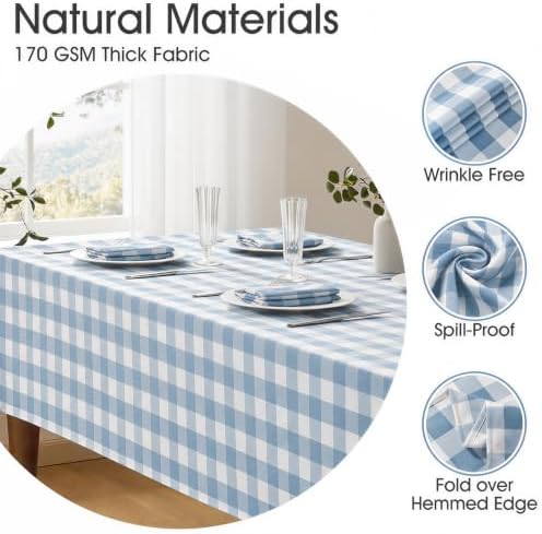 Veblandy Checkered Tablecloth Rectangle Waterproof Gingham Table Cloth