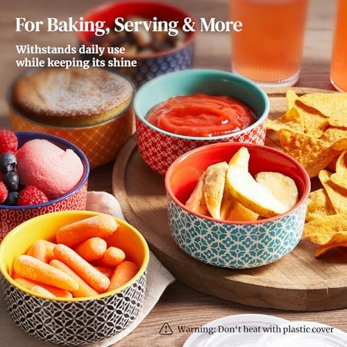 DOWAN 8 oz Ramekins with Lids Oven Safe for Creme Brulee, Ceramic