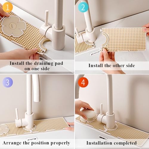 Faucet Mat for Kitchen Sink Splash Guard, 15 Inch Long Faucet Draining