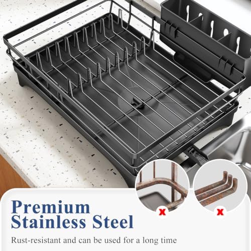 SNTD Dish Drying Rack, 11.8" W x 16.7" L, Black