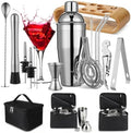 16 Pcs Bartender Kit Bag with Stand Portable Cocktail Shaker Set, 25oz