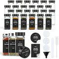 Spice Jars with Label, 24pcs 4oz Glass Spice Jars with Black Lids