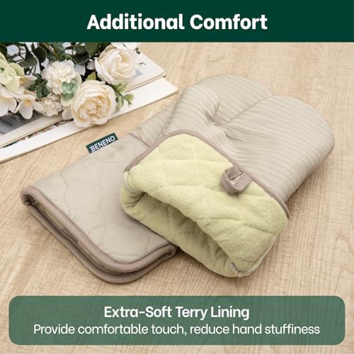 Beneno Heat Resistant 500°F Kitchen Oven Mitts 2-Pack, 7.5"x14.3"